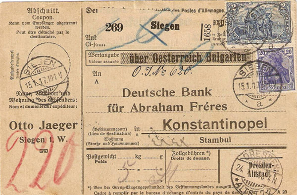 Parcel Card, Otto Jaeger, 1917