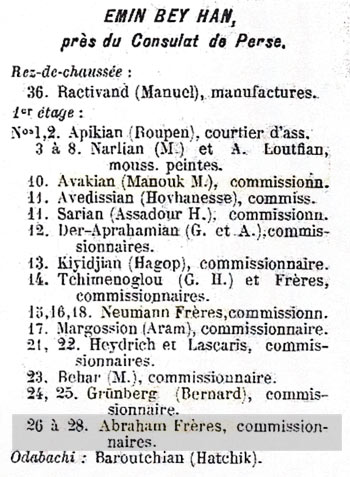 Abraham Frères listed - Annuaire Oriental - 1909