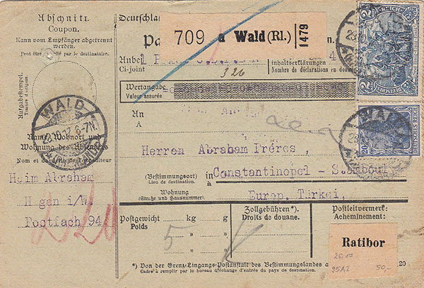 Parcel Card from Haim, 1917