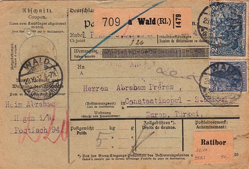 Parcel Card from Haim, 1917