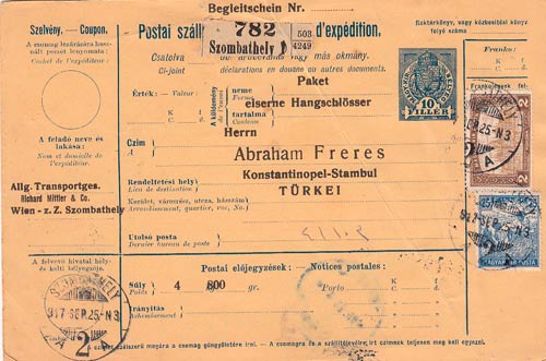 Parcel Card from Hungary, 1917