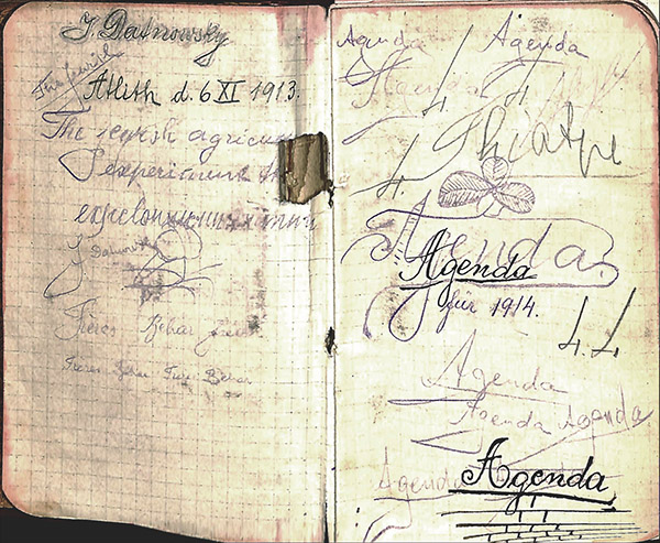 Israel Datnowsky' 1914 notebook.