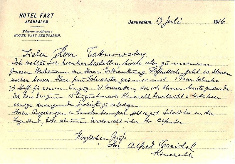 Letter from Alfred Treidel, July 13, 1916.