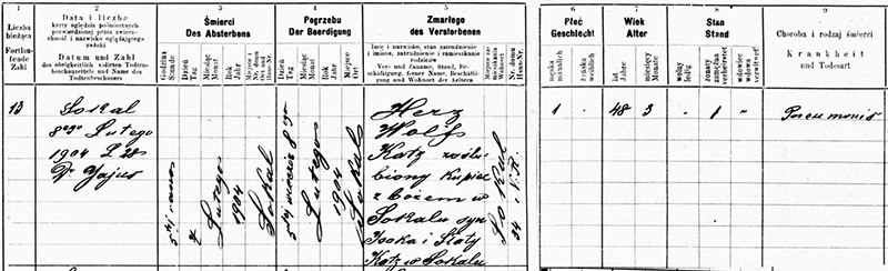 Herz Wolf Katz - 1904 Death Certificate.