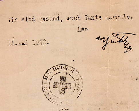 Red Cross Card, 1942 - answer