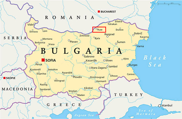 Map of Bulgaria.
