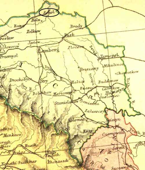 Map of Eastern Galicia with Sokal, 1895